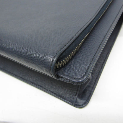 Prada Convertible Travel Saffiano Leather, Navy, Leather, Briefcase