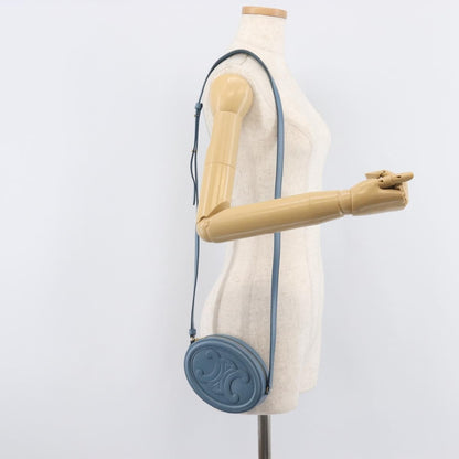 Celine Triomphe Oval Leather, Blue, Leather, Crossbody Bag