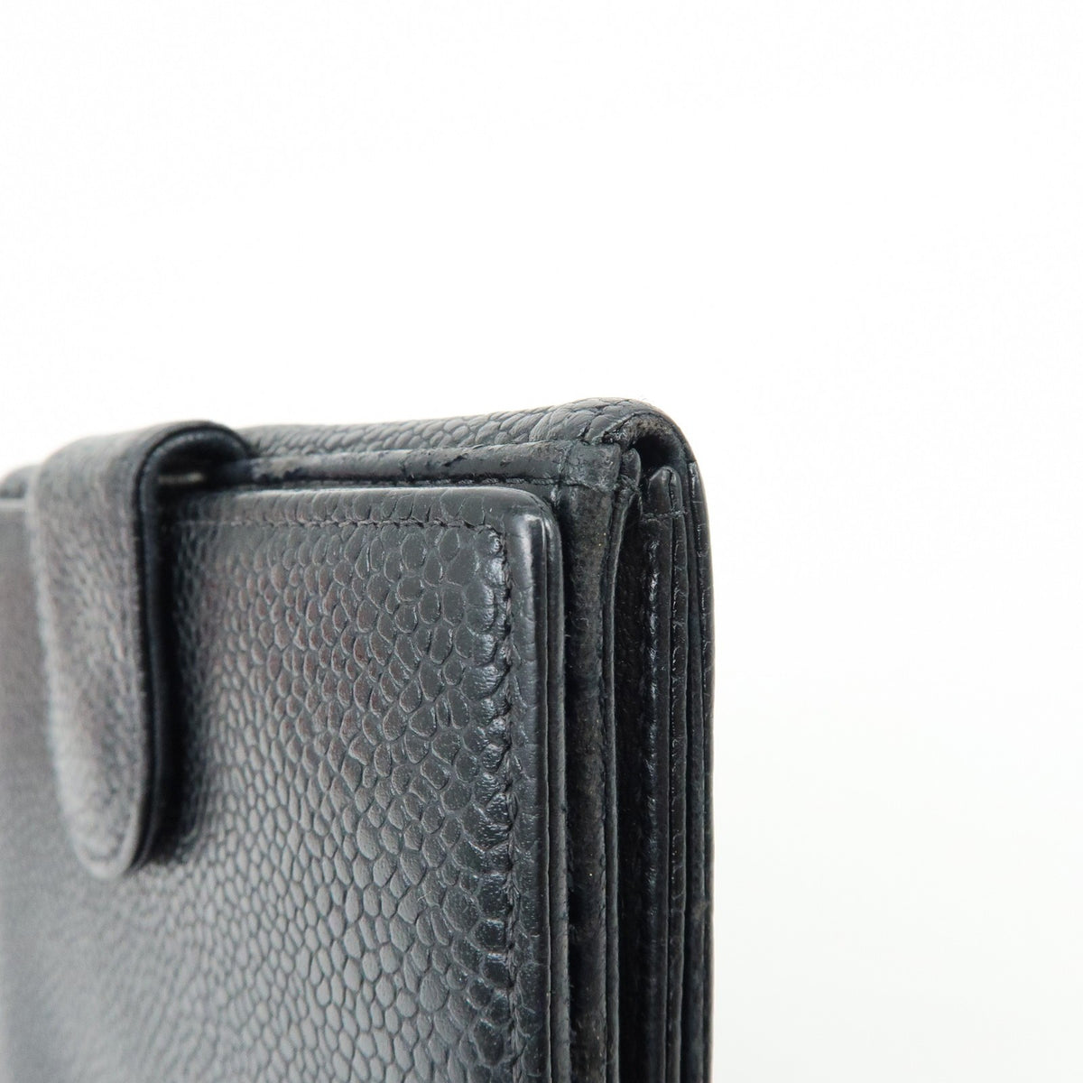 Chanel Vintage Timeless Bifold Caviar, Black, Leather, Wallet