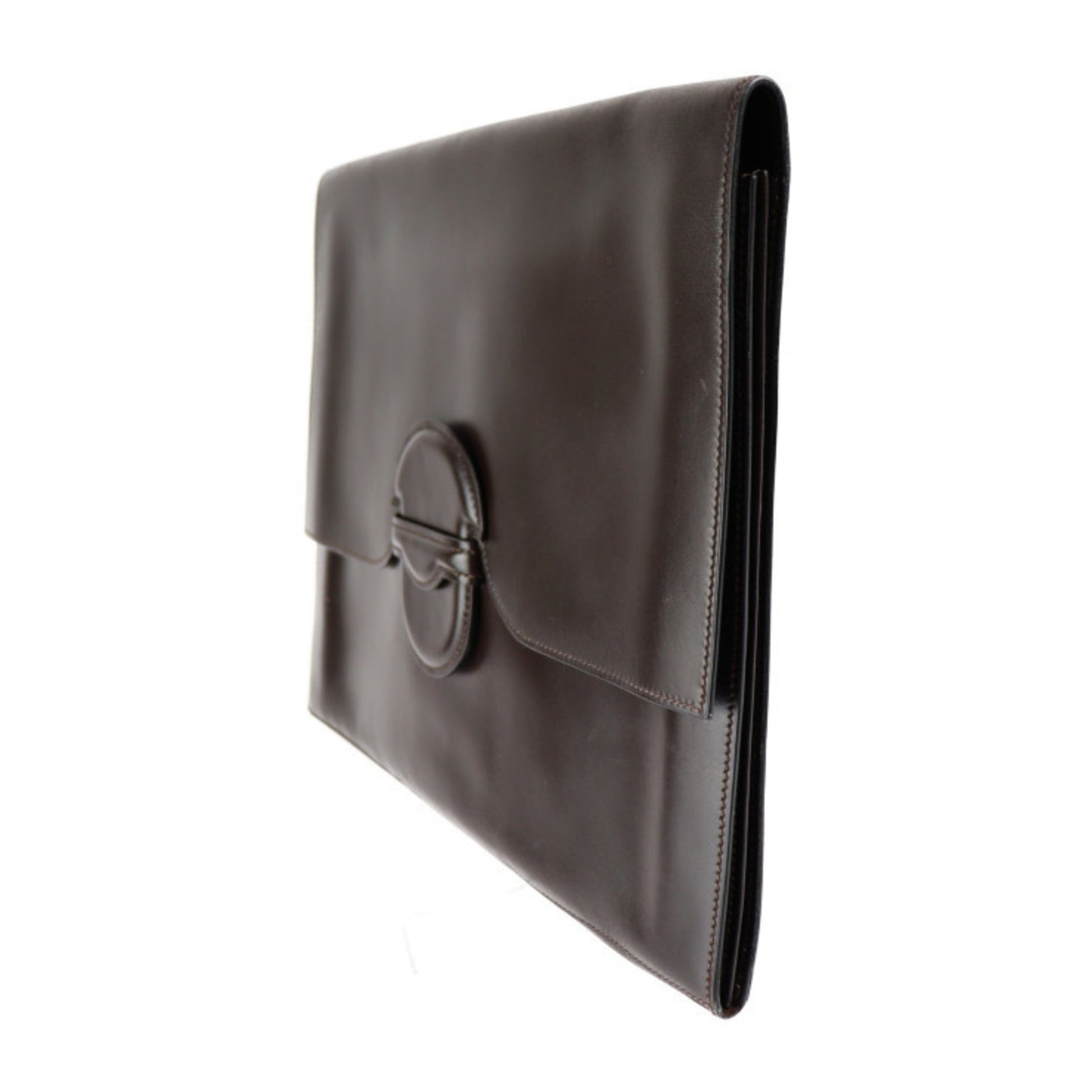 Hermès Faco, Brown, Leather, clutch