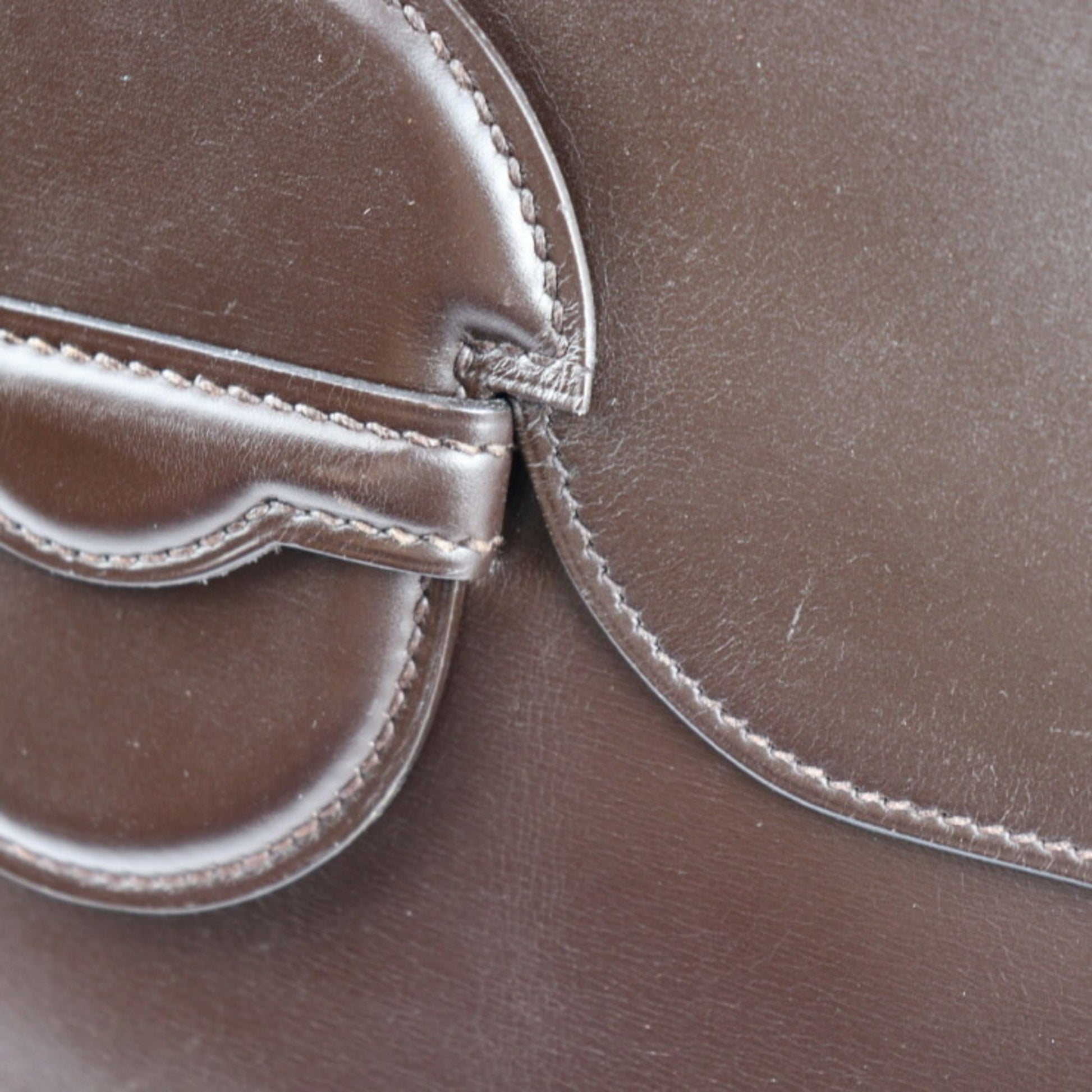 Hermès Faco, Brown, Leather, clutch