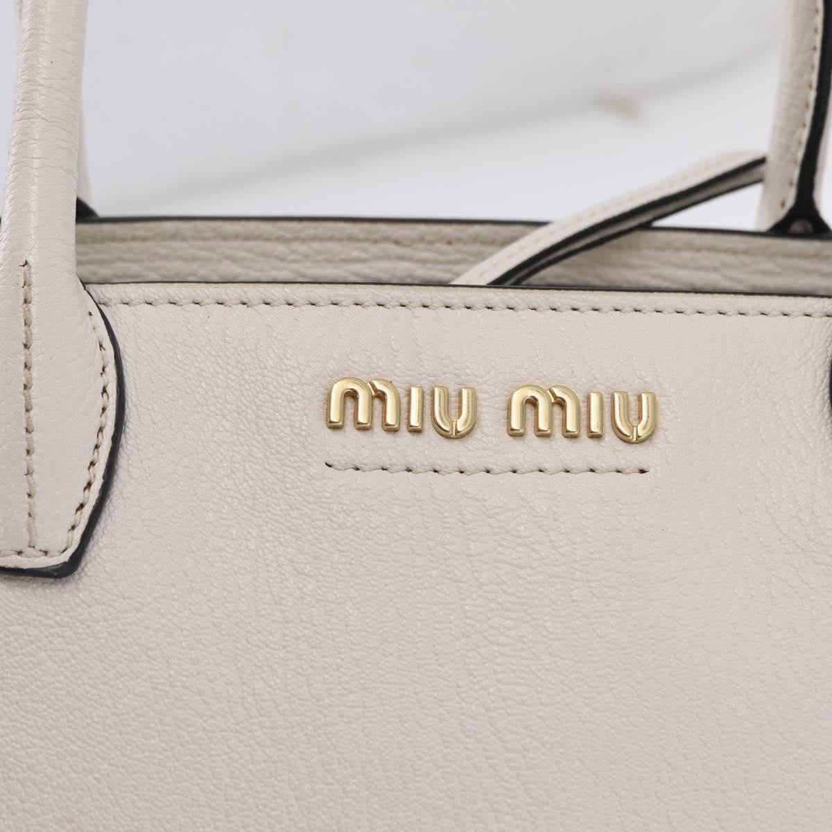 Miu Miu Madras Front Zip Leather, White, Leather, Tote Bag