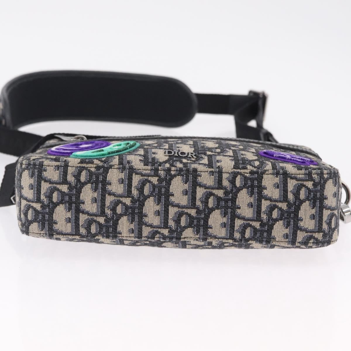 Christian Dior Kenny Scharf Safari Messenger Oblique Canvas with Applique, Navy, Canvas, Handbag