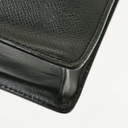 Louis Vuitton Porte-Documents Angara Taiga Leather, Black, Leather, Briefcase