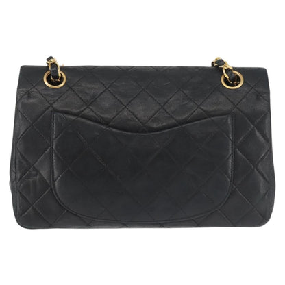 Chanel Vintage Square Classic Double Flap Bag Quilted Leather, BLACK, LEATHER, Shoulder bag