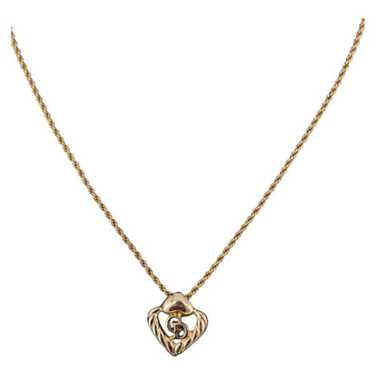 Christian Dior Vintage CD Heart Pendant Metal, Gold, Metal, Necklace