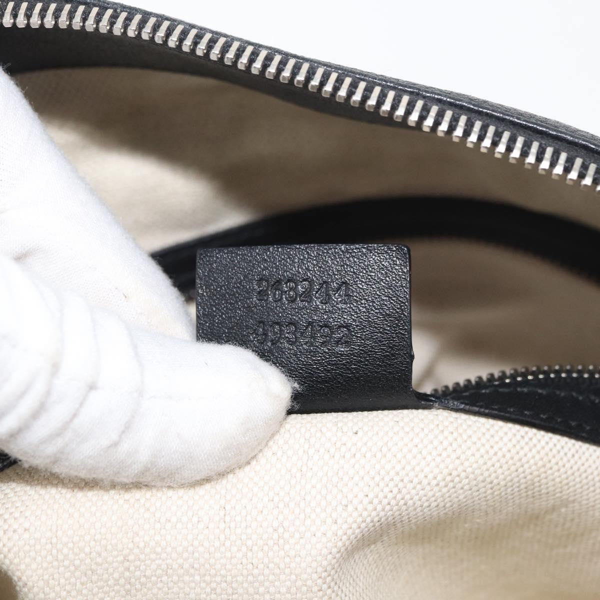 Gucci Braided Strap Zip Messenger Leather, Black, Leather, Crossbody Bag