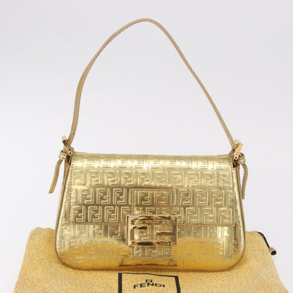 Fendi Mamma Baguette Zucchino canvas, Gold, Canvas, Shoulder Bag