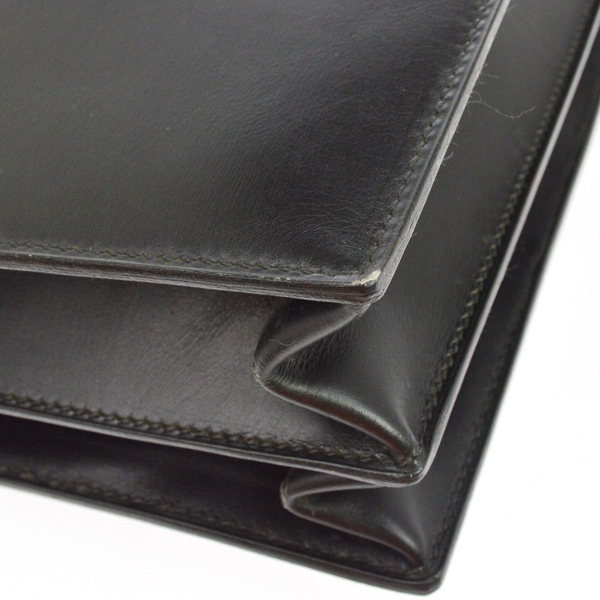 Hermes Sac a Depeches Box Calf, Black, Leather, Handbag