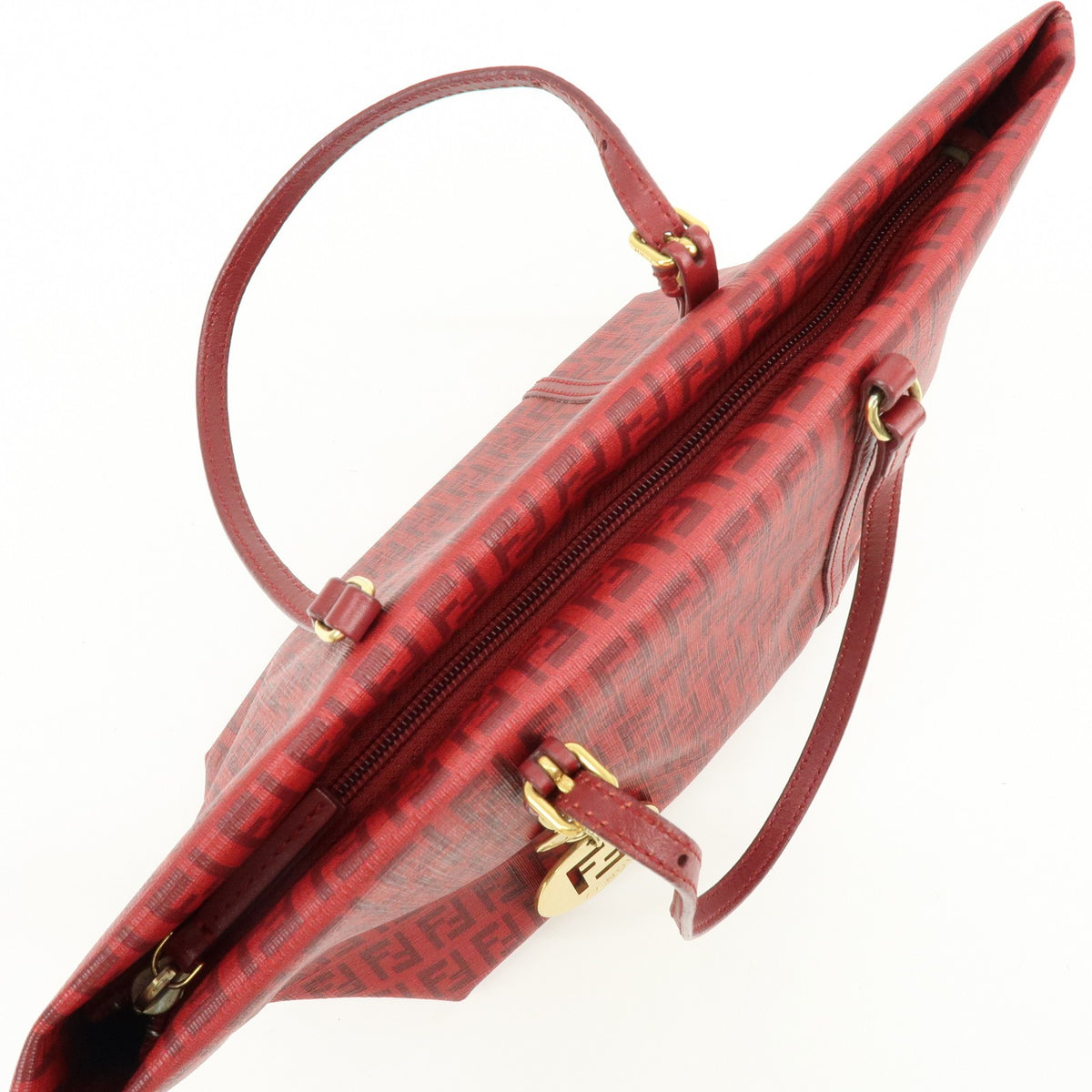 Fendi Superstar Zucchino Coated Canvas, Red, PVC, Tote Bag