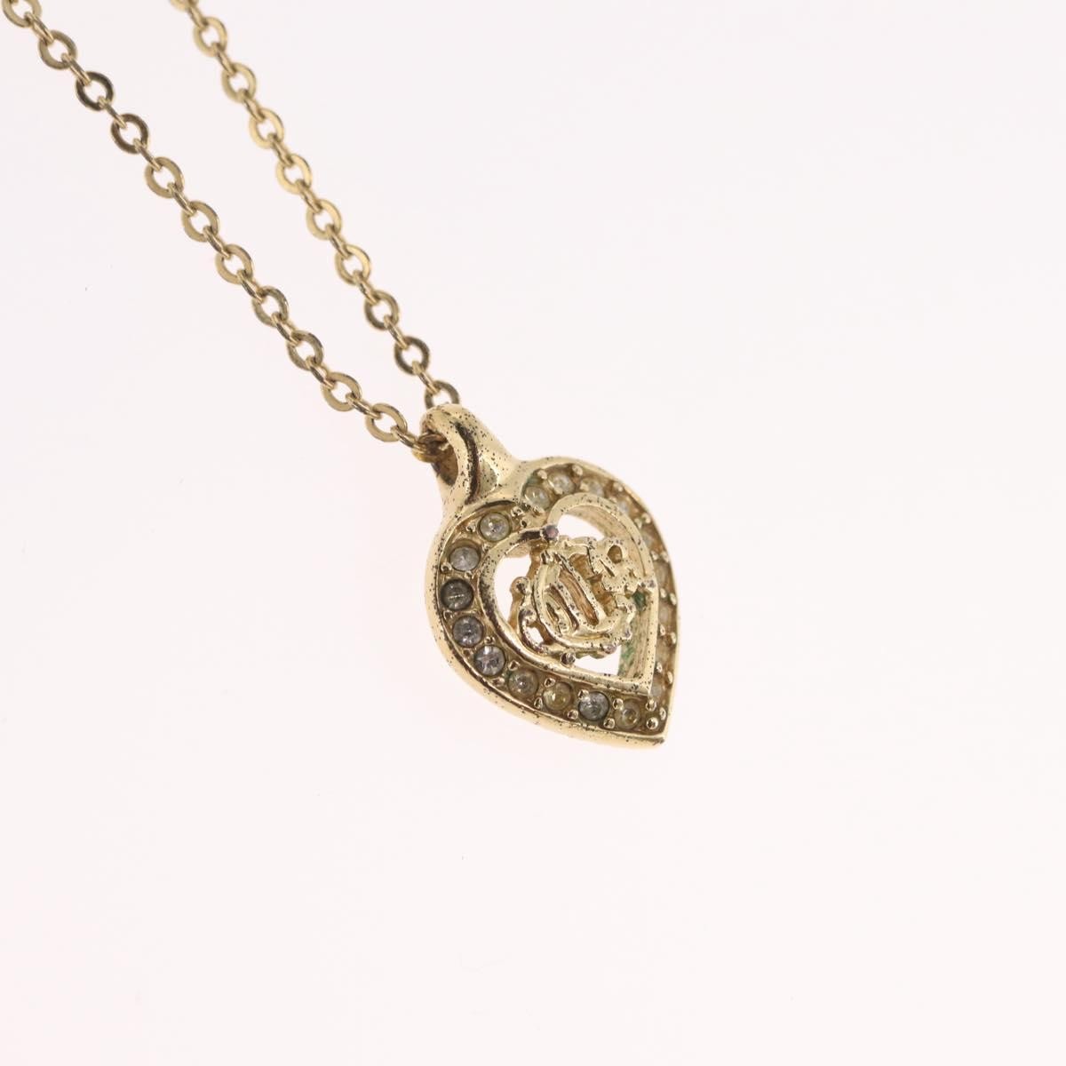Christian Dior Logo Heart Pendant Metal, Gold, Metal, Necklace