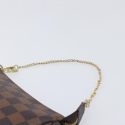 Louis Vuitton Pochette Accessoires Damier Ebene, Brown, Canvas, Clutch