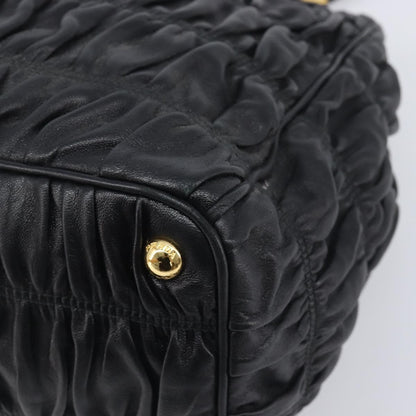 Prada Gaufre Double Zip Convertible Nappa Leather, Black, Leather, Tote Bag