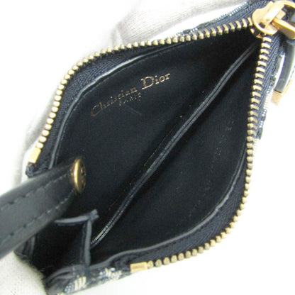 Christian Dior Vintage Saddle Zip Coin Purse Diorissimo Canvas, Navy, Canvas, Clutch