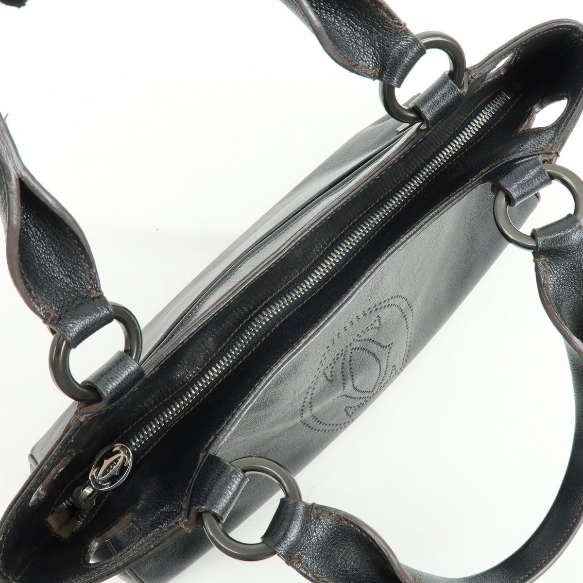 Cartier Marcello Leather, Black, Leather, Handbag