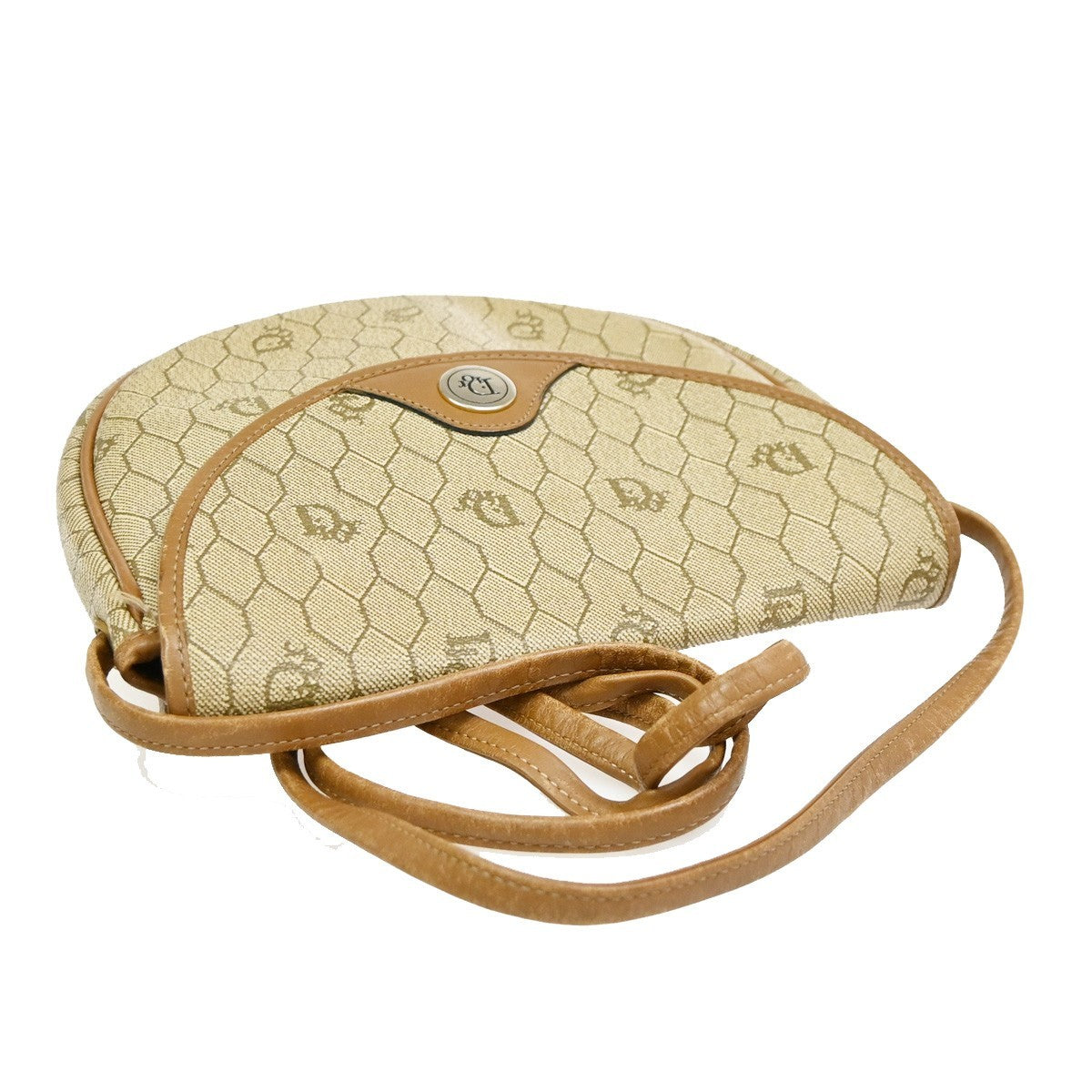 Christian Dior Vintage Honeycomb Canvas, Beige, PVC, Shoulder Bag