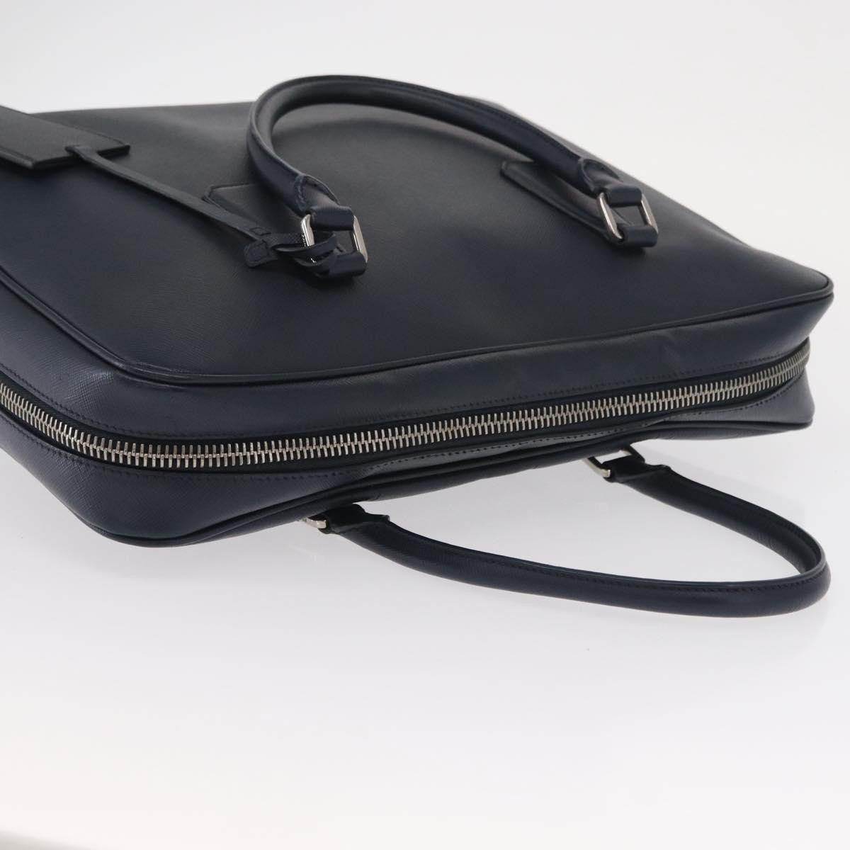 Prada Convertible Zip Around Saffiano Leather, Navy, Leather, Briefcase