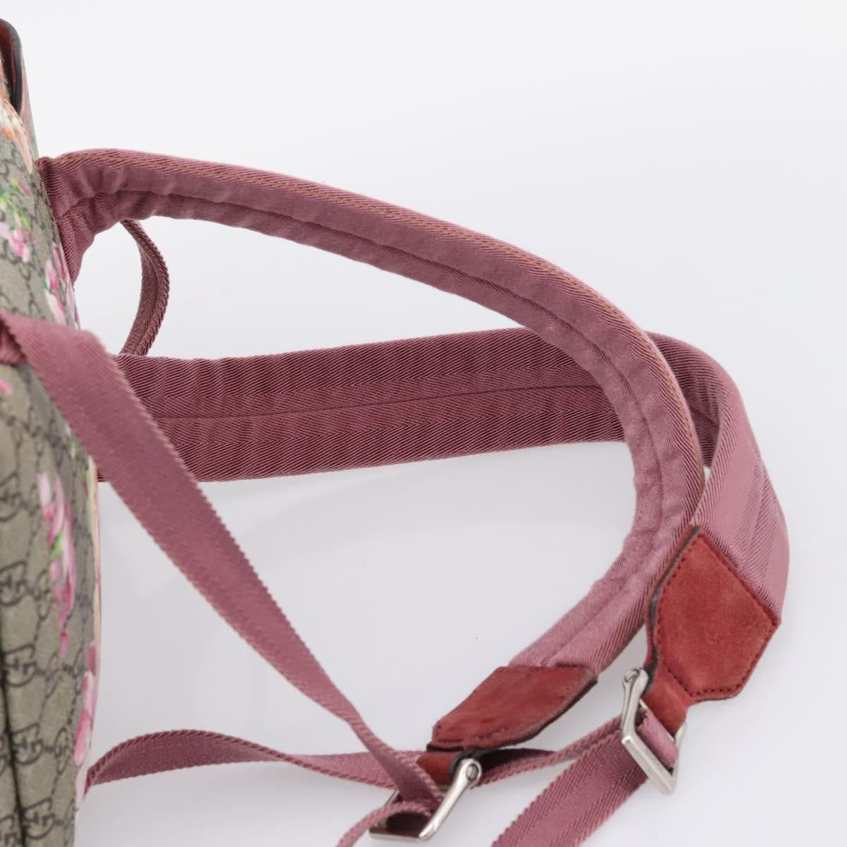 Gucci Buckle Blooms Print GG Coated Canvas, Beige, Canvas, Backpack