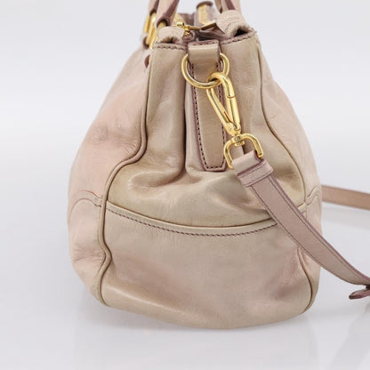 Miu Miu Vitello Lux Ring Satchel Leather, Pink, Leather, Handbag