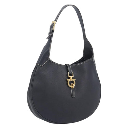 Salvatore Ferragamo Gancini Leather, Black, Leather, Crossbody Bag