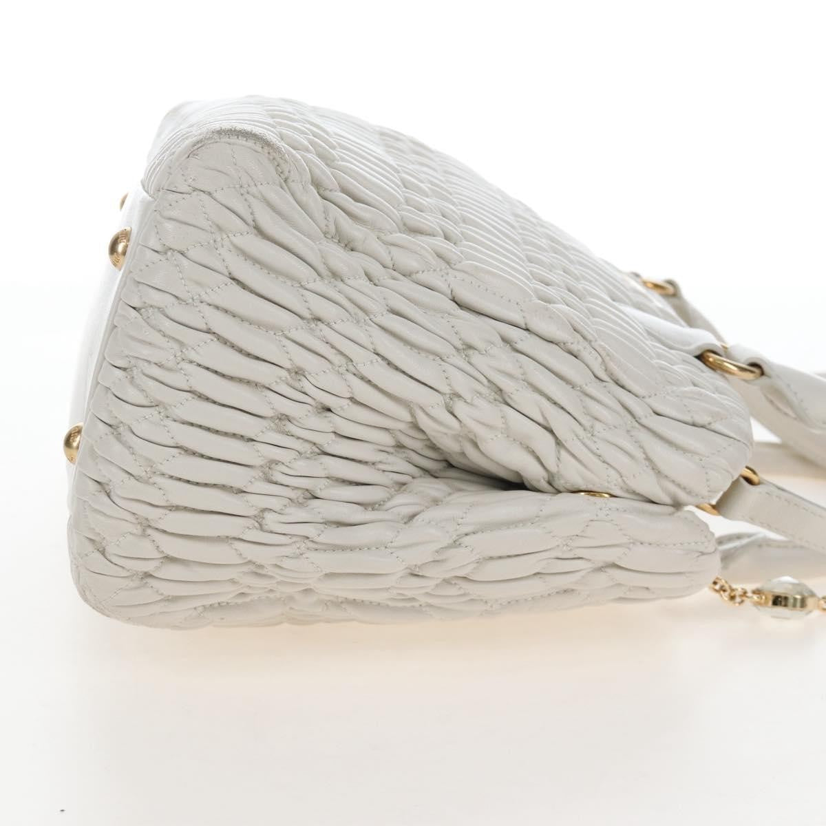 Miu Miu Crystal Convertible Matelasse Leather, White, Leather, Tote Bag