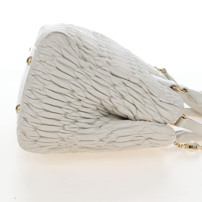 Miu Miu Crystal Convertible Matelasse Leather, White, Leather, Tote Bag