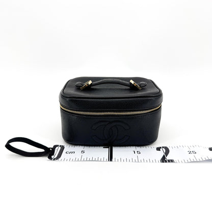 Chanel Vintage Timeless Cosmetic Case Caviar, Black, Leather, Clutch