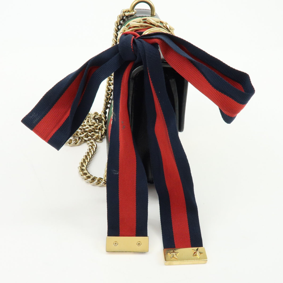 Gucci Sylvie Chain Leather, Black, Leather, Shoulder Bag