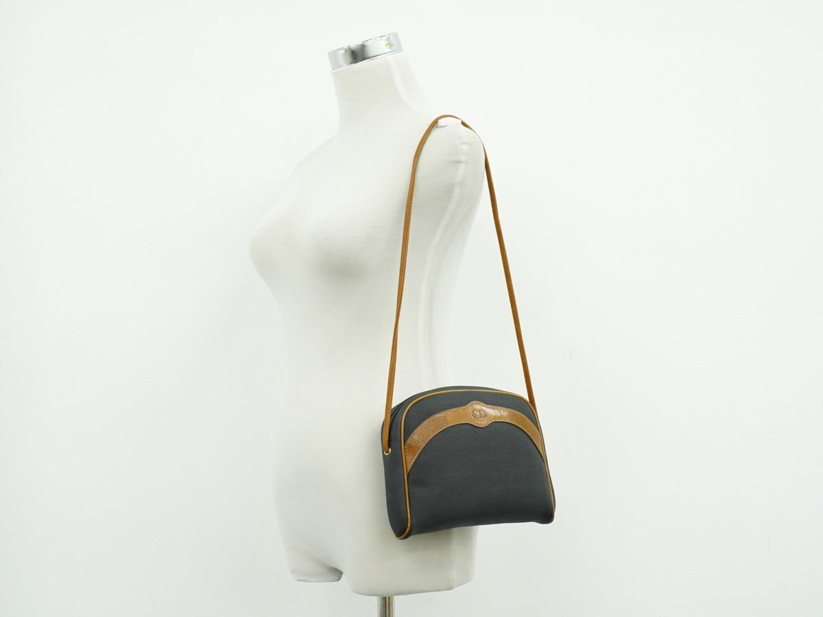 Christian Dior CD Shoulder bag Canvas and Leather, Navy, Canvas, Shoulder Bag