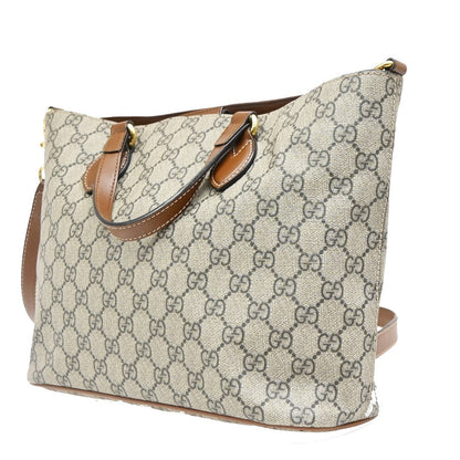 Gucci Convertible Soft GG Coated Canvas with Leather, Brown, Canvas, Tote Bag