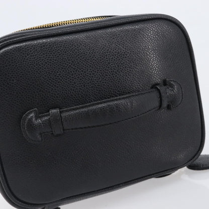 Chanel Vintage Timeless Cosmetic Case Caviar, Black, Leather, Clutch