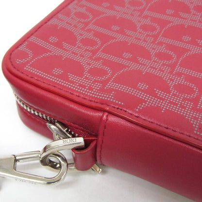 Christian Dior World Tour Zip Messenger Oblique Galaxy Leather, Red, Leather, Clutch