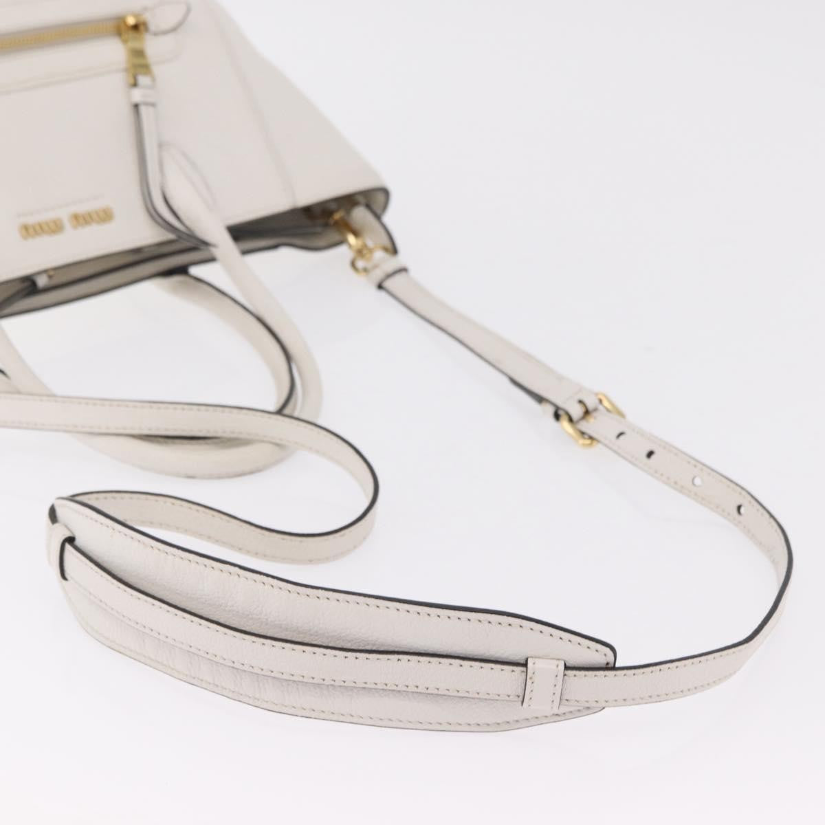 Miu Miu Madras Front Zip Leather, White, Leather, Tote Bag