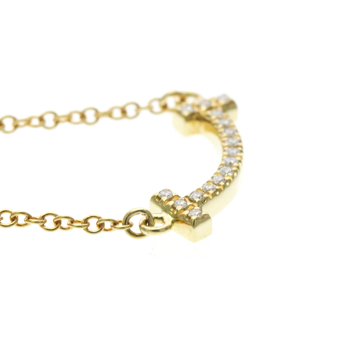Tiffany & Co. T Smile Pendant 18K Yellow Gold with Diamonds, Gold, Yellow Gold, Necklace