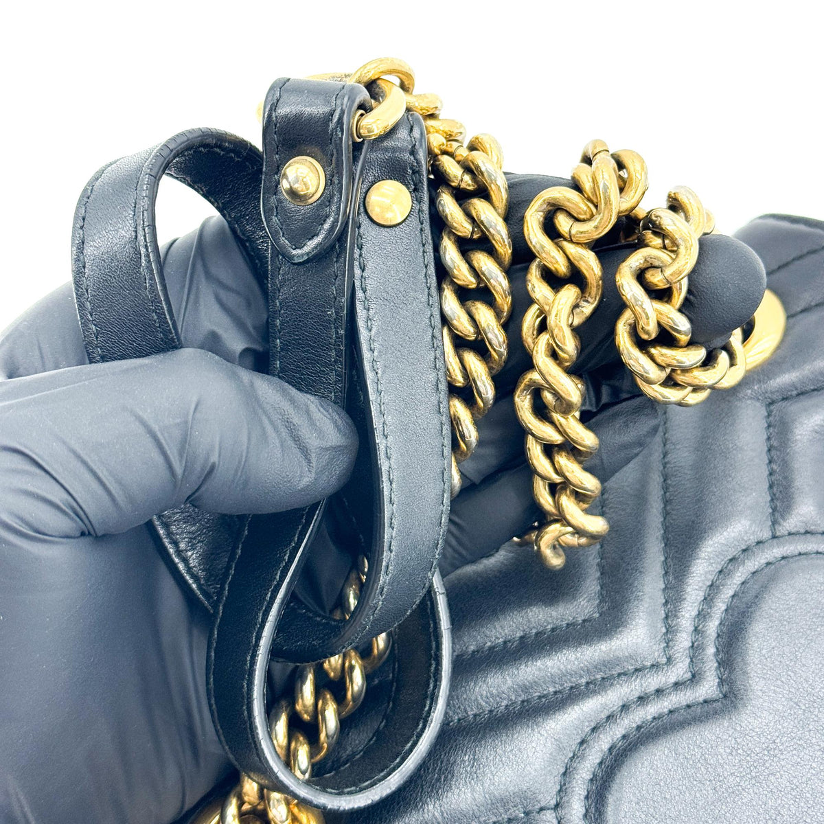 Gucci GG Marmont Flap Matelasse Leather, Black, Leather, Handbag