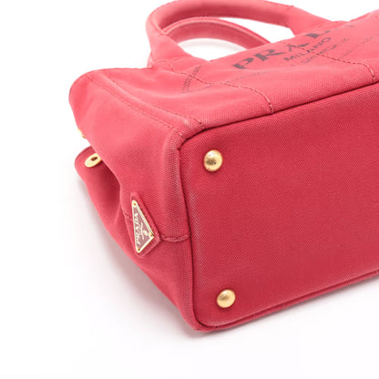 Prada Canapa Convertible Tote Printed Canvas, Red, Canvas, Handbag