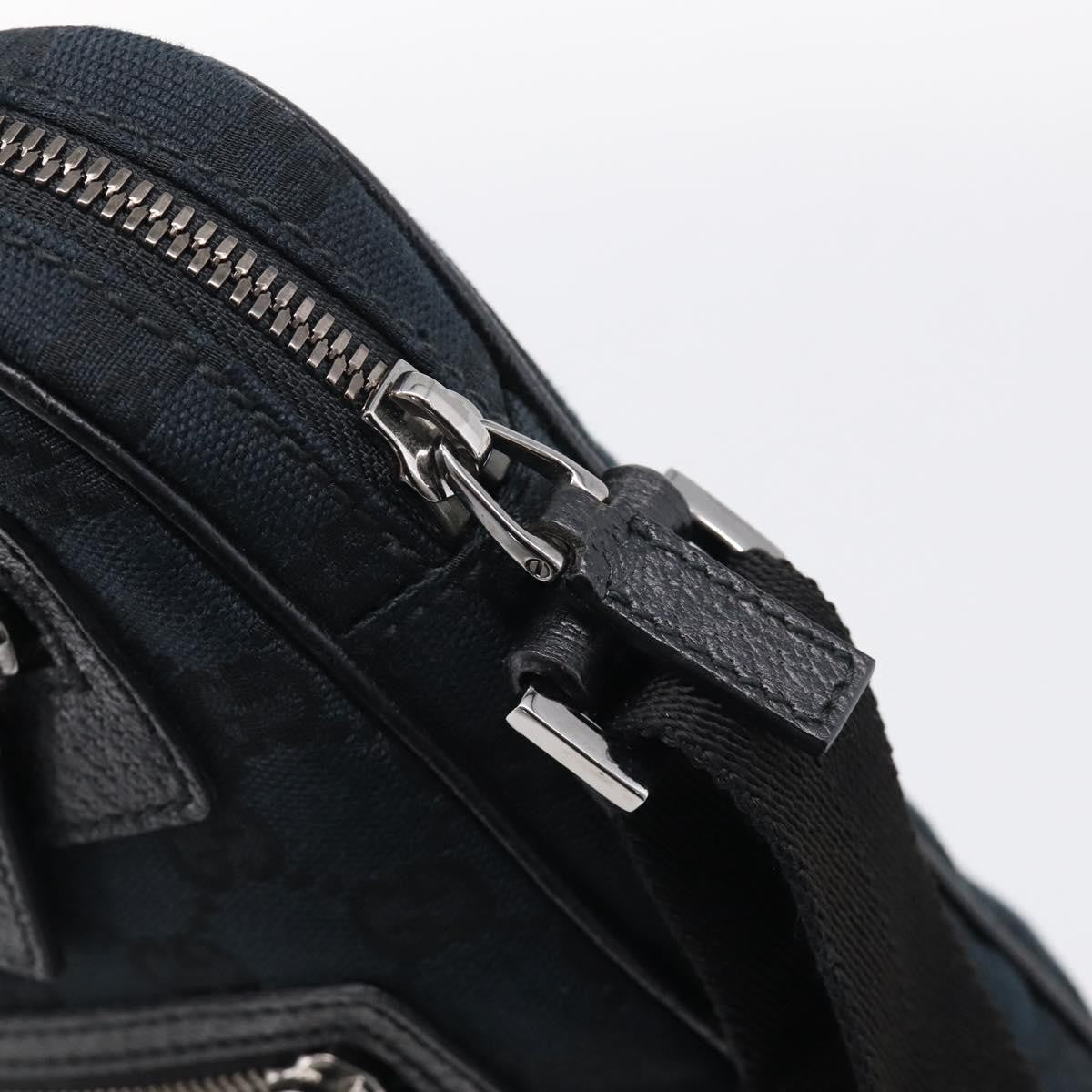 Gucci Front Zip Messenger Canvas and Leather, Black, Canvas, Crossbody Bag
