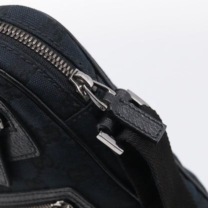 Gucci Front Zip Messenger Canvas and Leather, Black, Canvas, Crossbody Bag