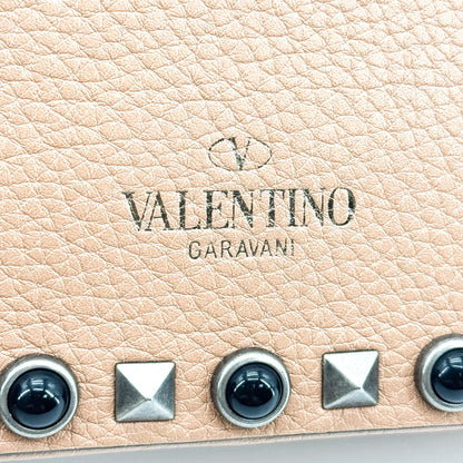 Valentino Garavani Rockstud Chain Camera Leather, Brown, Leather, Crossbody Bag