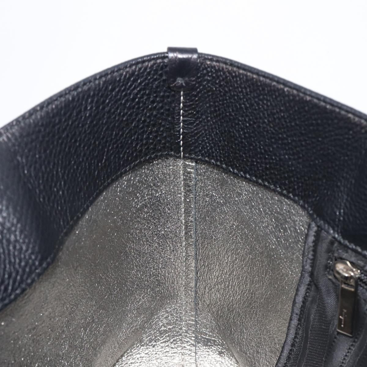 Salvatore Ferragamo Gancini Leather, Black, Leather, Handbag