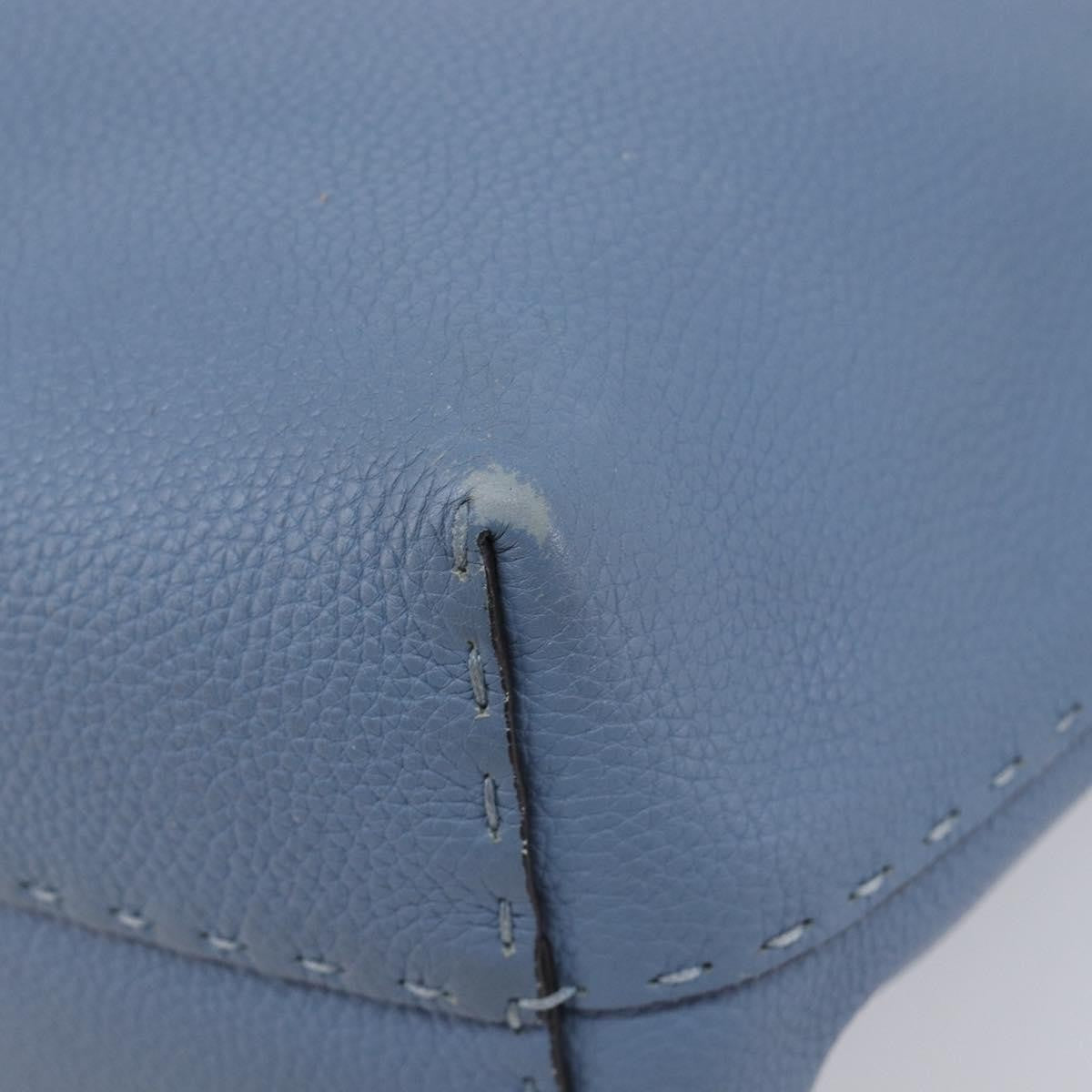 Fendi Selleria Carla Leather, Blue, Leather, Tote Bag