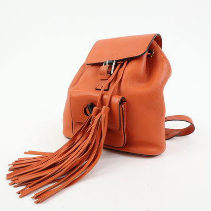 Gucci Bamboo Tassel Leather, Orange, Leather, Backpack