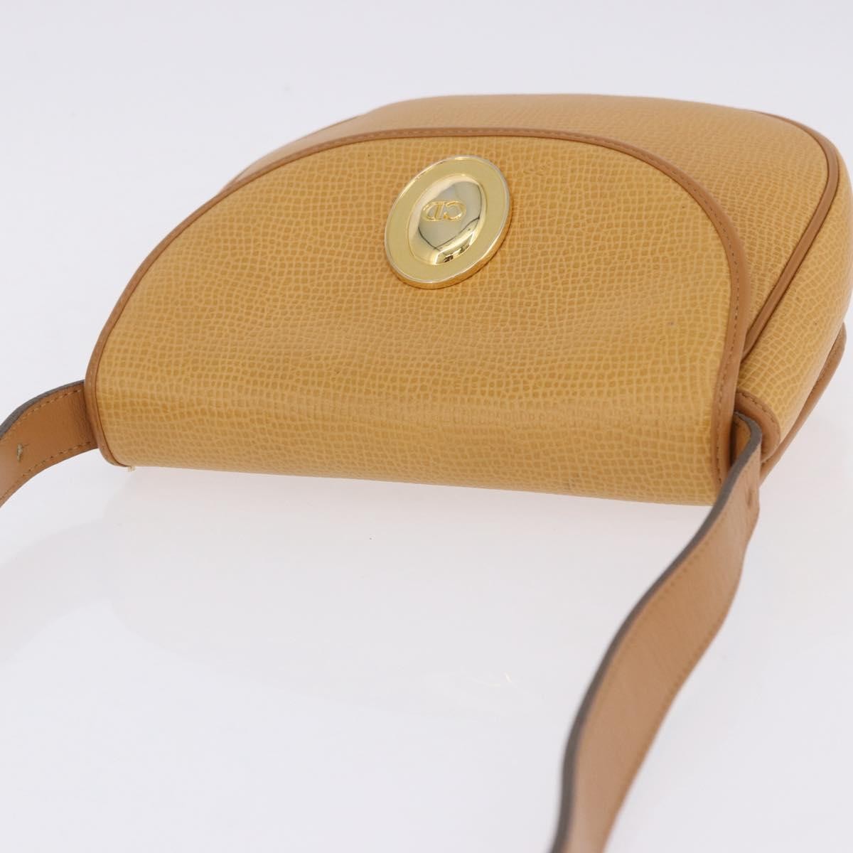 Christian Dior Vintage CD Flap Leather, Beige, Leather, Shoulder Bag