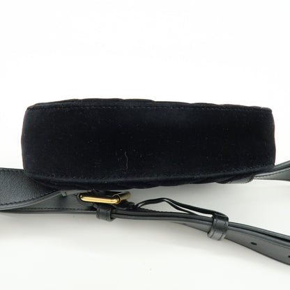 Gucci GG Marmont Belt Embellished Matelasse Velvet, Black, Velvet, Handbag