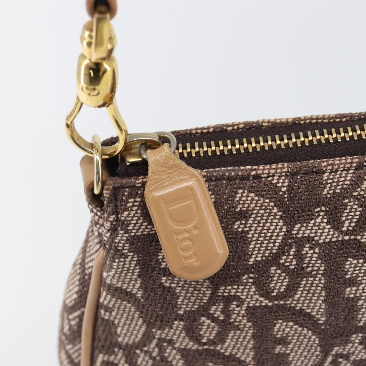 Christian Dior Vintage Saddle Bag Canvas, Brown, Canvas, Clutch