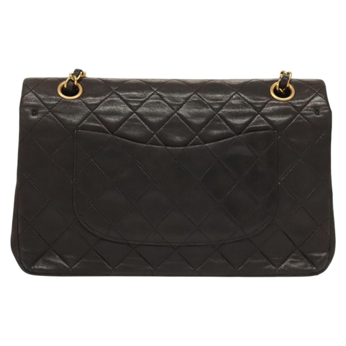 Chanel Vintage Classic Double Flap Bag Quilted Lambskin, BLACK, LEATHER, Shoulder bag