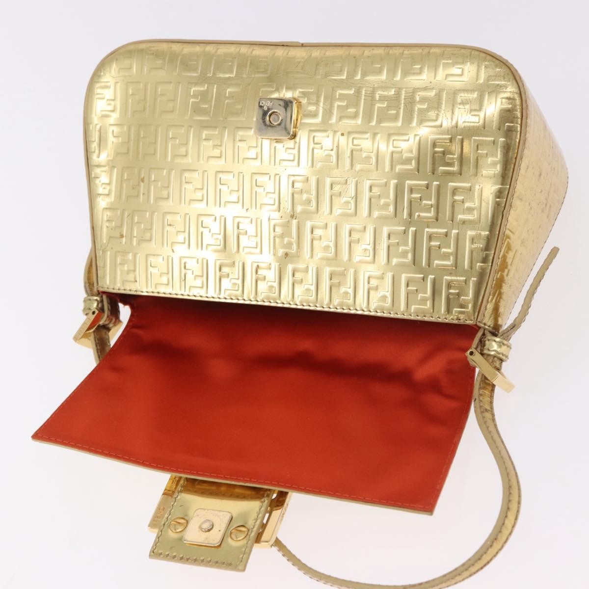 Fendi Mamma Baguette Zucchino canvas, Gold, Canvas, Shoulder Bag