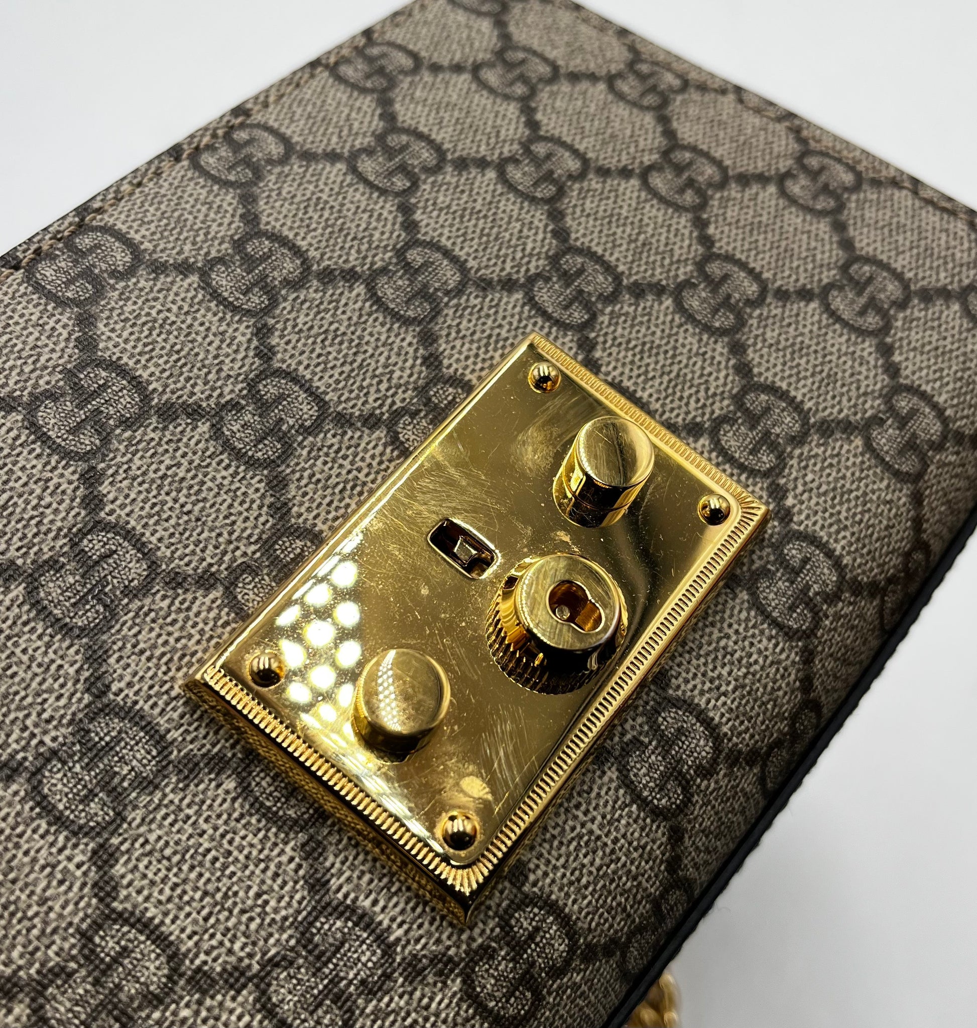 Gucci Padlock GG Coated Canvas and Leather, Black, Leather, Shoulder Bag