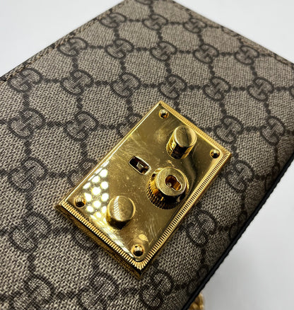 Gucci Padlock GG Coated Canvas and Leather, Black, Leather, Shoulder Bag