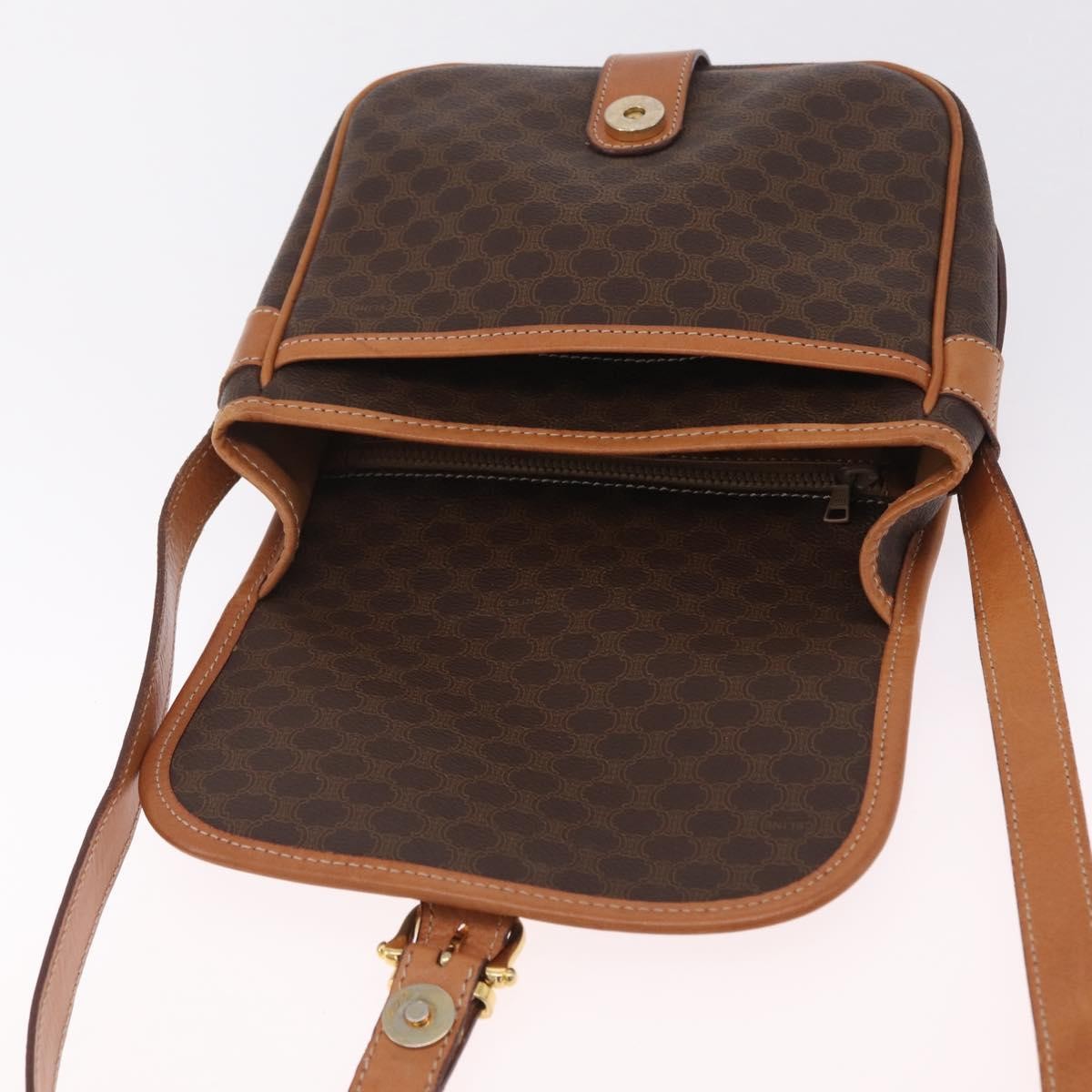 Celine Macadam Shoulder PVC Leather, Brown, Canvas, Crossbody Bag